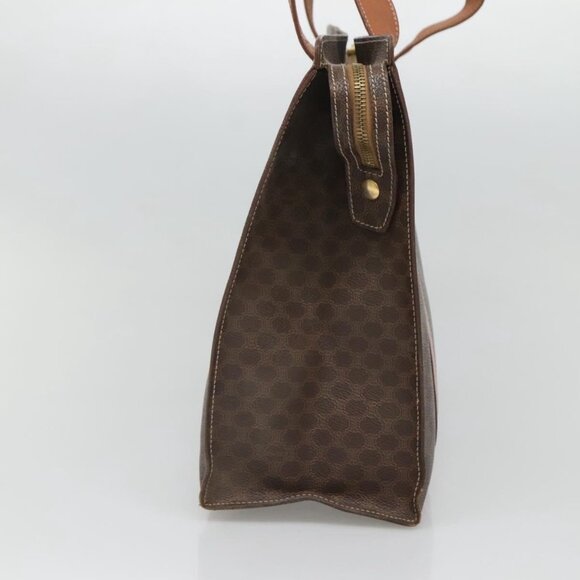 CELINE Macadam Canvas Tote Bag PVC Leather Brown Gold Auth bs25457 - Picture 4 of 16